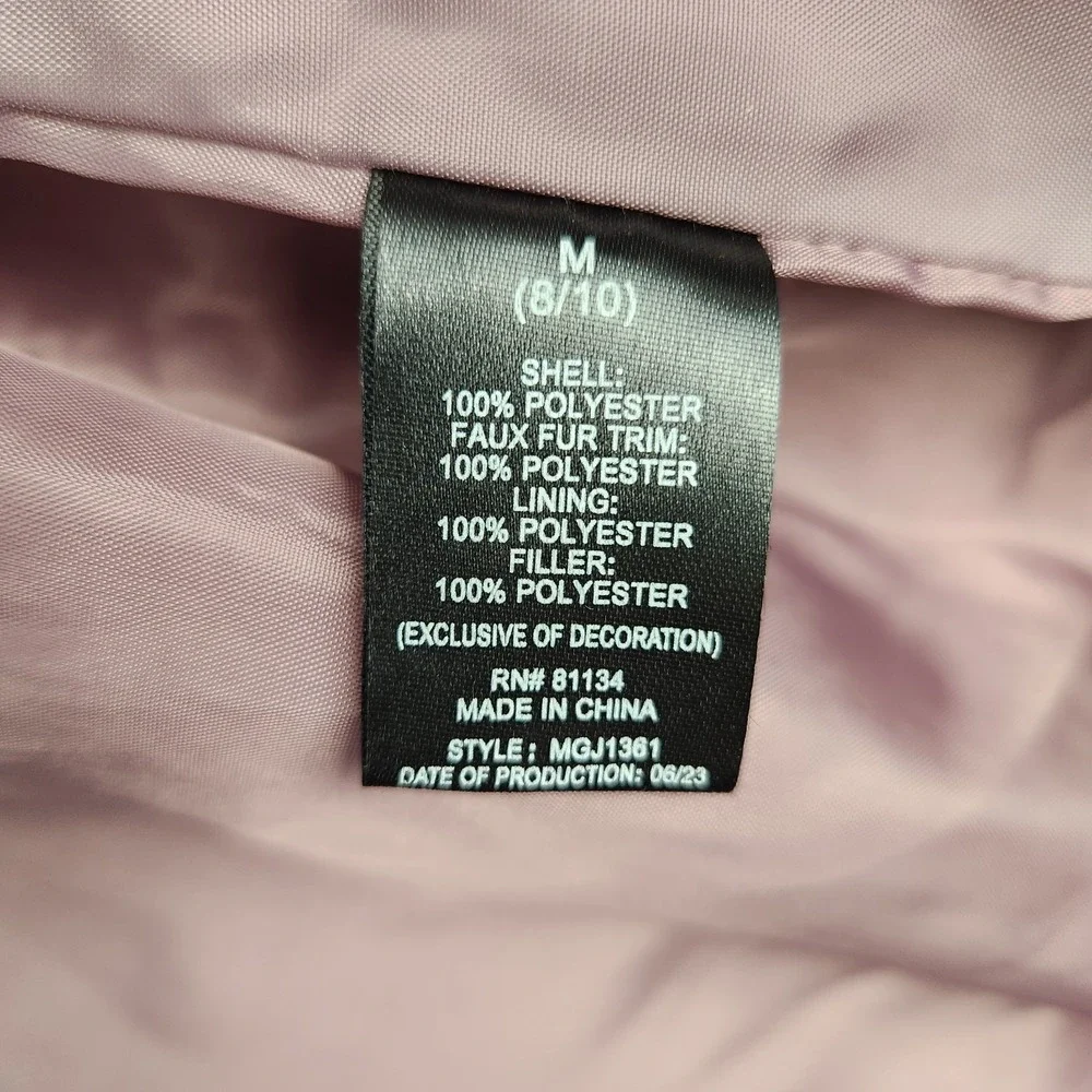 Swiss‎ Alps Kids M 8/10 Quilted Puffer Jacket Dusty Rose Sherpa Lined